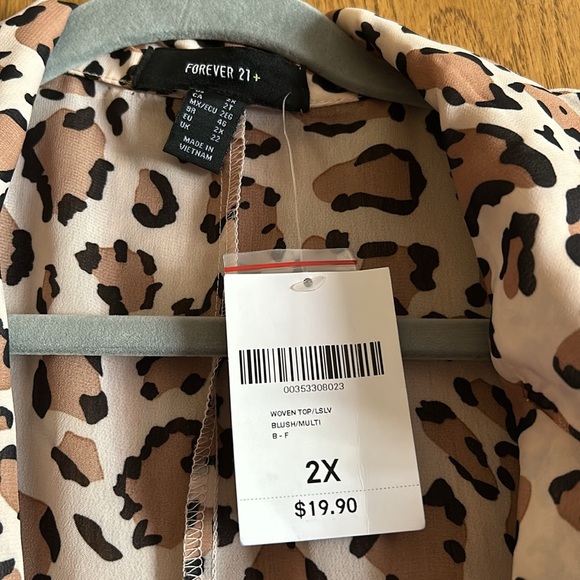 FOREVER 21 LEOPARD TOP. SIZE 2X NEW WITH TAGS - Picture 2 of 3